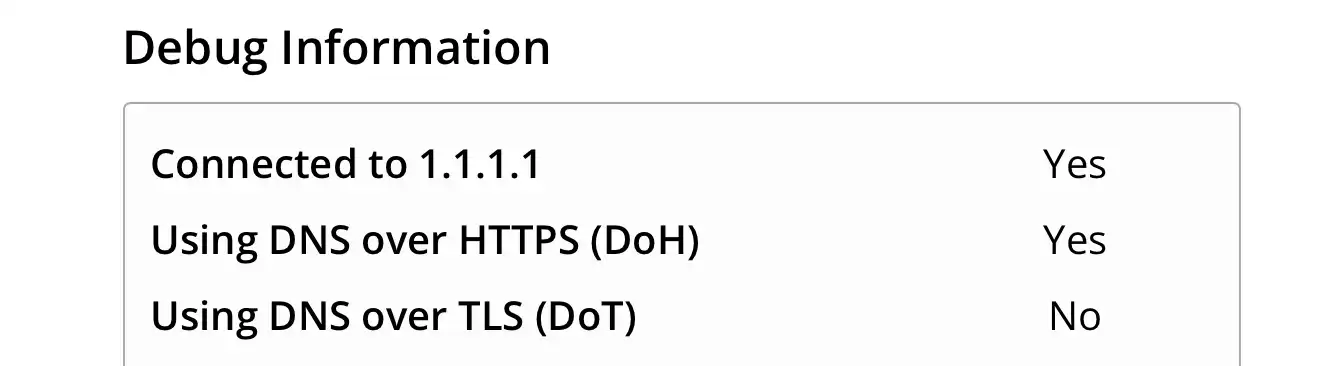 1.1.1.1を使えているかだけでなくプロトコルも確認できる