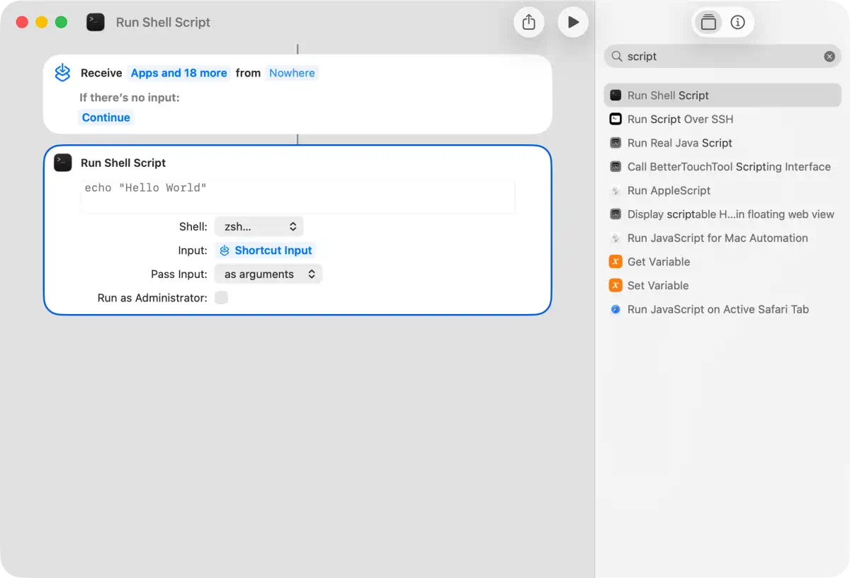 許可状態に変わったRun Shell Scriptアクション